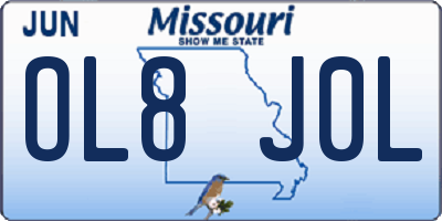 MO license plate OL8J0L