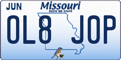MO license plate OL8J0P