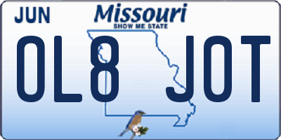 MO license plate OL8J0T