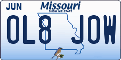 MO license plate OL8J0W