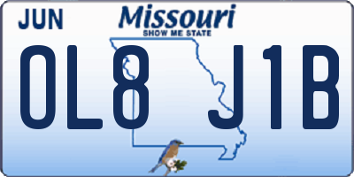 MO license plate OL8J1B