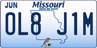 MO license plate OL8J1M