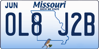 MO license plate OL8J2B