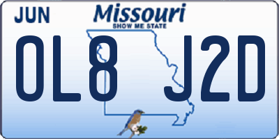 MO license plate OL8J2D
