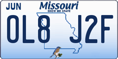 MO license plate OL8J2F
