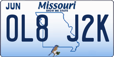 MO license plate OL8J2K