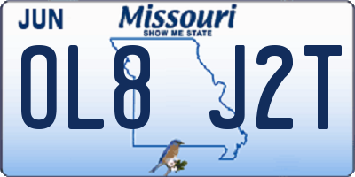 MO license plate OL8J2T