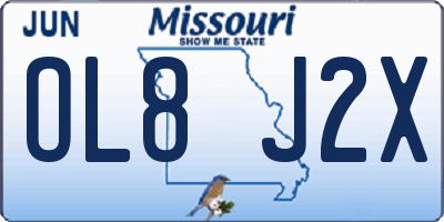 MO license plate OL8J2X