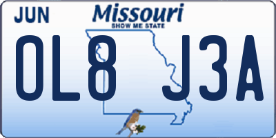 MO license plate OL8J3A