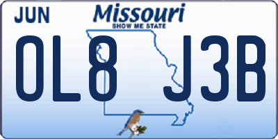 MO license plate OL8J3B
