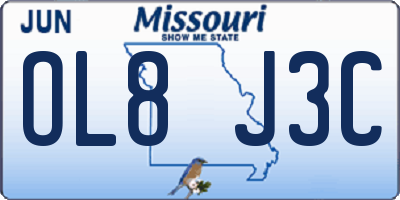 MO license plate OL8J3C