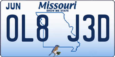 MO license plate OL8J3D