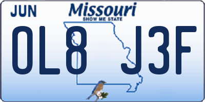 MO license plate OL8J3F
