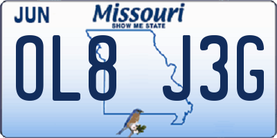 MO license plate OL8J3G