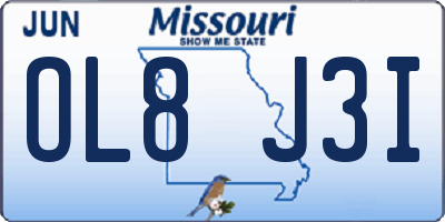 MO license plate OL8J3I