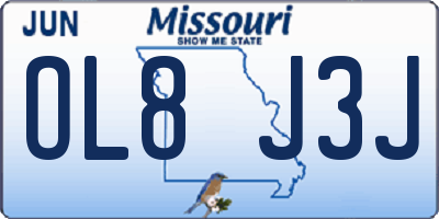 MO license plate OL8J3J