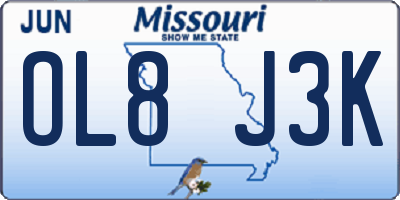 MO license plate OL8J3K