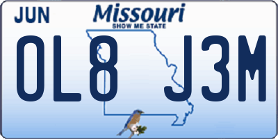 MO license plate OL8J3M
