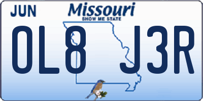 MO license plate OL8J3R