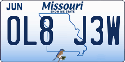 MO license plate OL8J3W