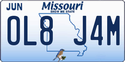 MO license plate OL8J4M