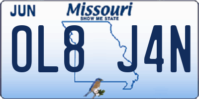 MO license plate OL8J4N