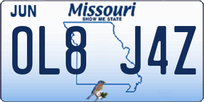 MO license plate OL8J4Z