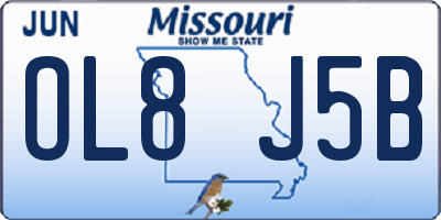 MO license plate OL8J5B