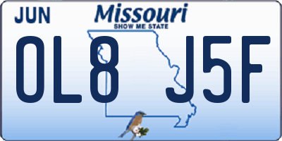 MO license plate OL8J5F