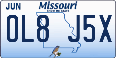 MO license plate OL8J5X