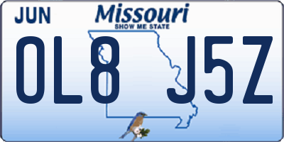 MO license plate OL8J5Z