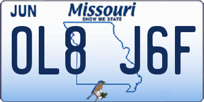 MO license plate OL8J6F