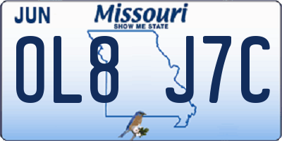 MO license plate OL8J7C