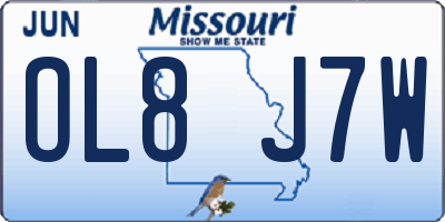 MO license plate OL8J7W