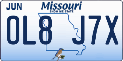 MO license plate OL8J7X