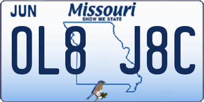 MO license plate OL8J8C