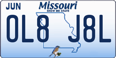 MO license plate OL8J8L