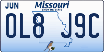 MO license plate OL8J9C