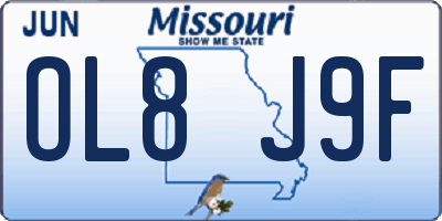 MO license plate OL8J9F