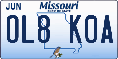 MO license plate OL8K0A