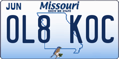 MO license plate OL8K0C