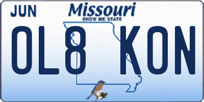 MO license plate OL8K0N