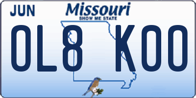 MO license plate OL8K0O