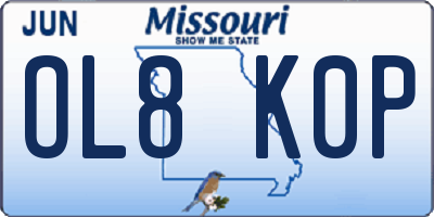 MO license plate OL8K0P