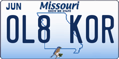 MO license plate OL8K0R