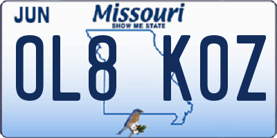 MO license plate OL8K0Z