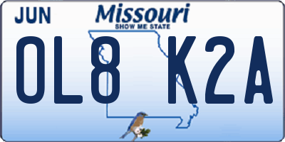 MO license plate OL8K2A