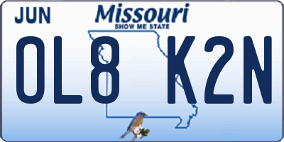 MO license plate OL8K2N