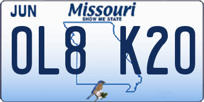 MO license plate OL8K2O