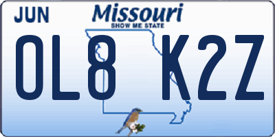 MO license plate OL8K2Z